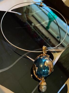 KJL Gold & Teal Globe Pendant Necklace - Women Jewelry